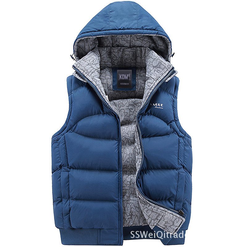 Cold-Resistant down Cotton Vest Men's Detachable Hat Sports Cotton Vest Thickened Men's Coat One Piece Dropshipping 8925 - Image 4