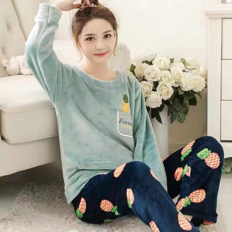 Flannel Women Pajamas Sets New 2024 Autumn Winter Warm Thick Coral Velvet Long Sleeve Cartoon Sleepwear Home Pijamas Set Girl - Image 7