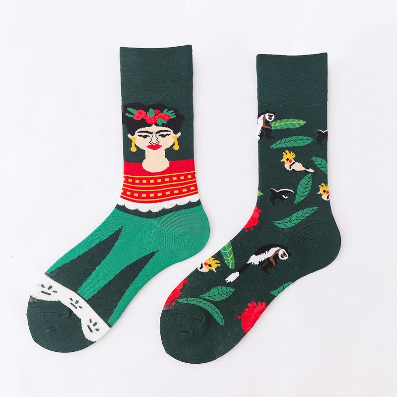 Mid-Calf AB Socks Men and Women Ins Trendy Socks Cartoon Street Cool European and American Version Cotton Socks Fashion Brand Fashionable Asymmetric Socks - Image 5