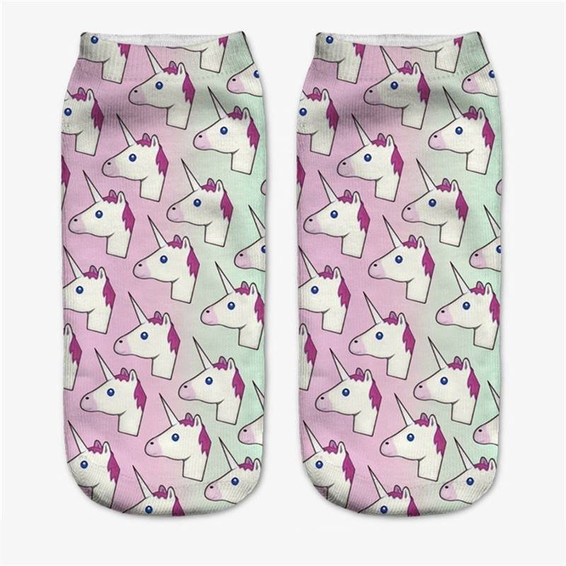 3D Digital Printing Socks Unicorn Unicorn Animal Expression Emoji Personality Boat Socks Women's Short Socks - Image 24