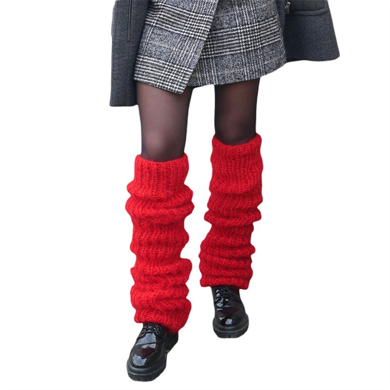MXMA Women Casual Over Knee Stockings Winter Chunky Knitted Mohair Long Leg Warmers - Image 5