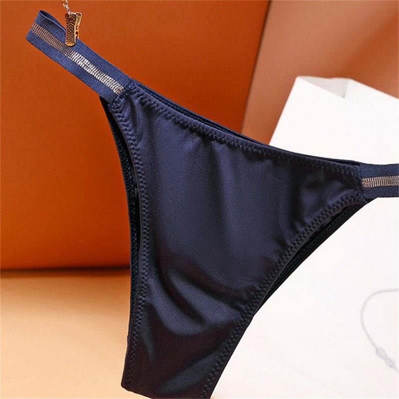 European and American Sexy Seamless Underwear Women's Pure Desire Mid-Waist Ice Silk Bikini Hip Lifting Triangle Underwear No Feeling Comfortable Cotton Crotch - Image 15