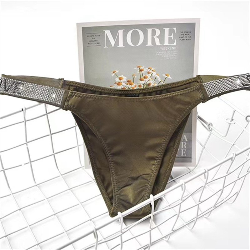Sexy Letters Rhinestone Underwear Thin Belt Thong Women's Comfortable Milk Silk Thong T-Shaped Panties Women's T-Back - Image 9