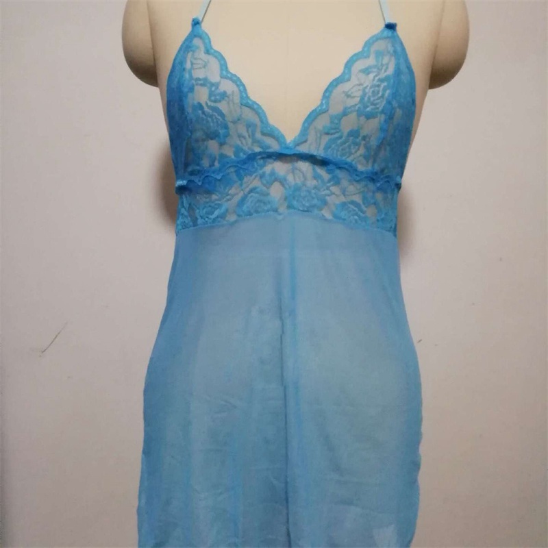 Cross-Border Foreign Trade Sexy Lingerie European and American Sexy Underwear Women's See-through Pajamas Halter plus Size Nightdress - Image 7