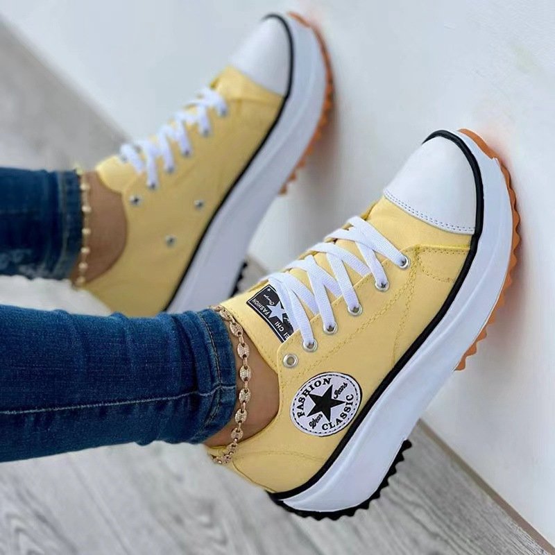 Canvas Trainers Shoes Sneakers Platform Lace Up Ladies Womens Pumps Boots Casual - Image 6