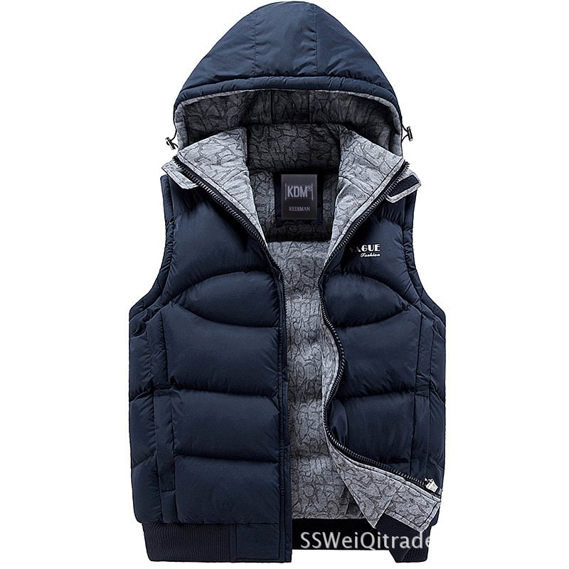 Cold-Resistant down Cotton Vest Men's Detachable Hat Sports Cotton Vest Thickened Men's Coat One Piece Dropshipping 8925 - Image 5