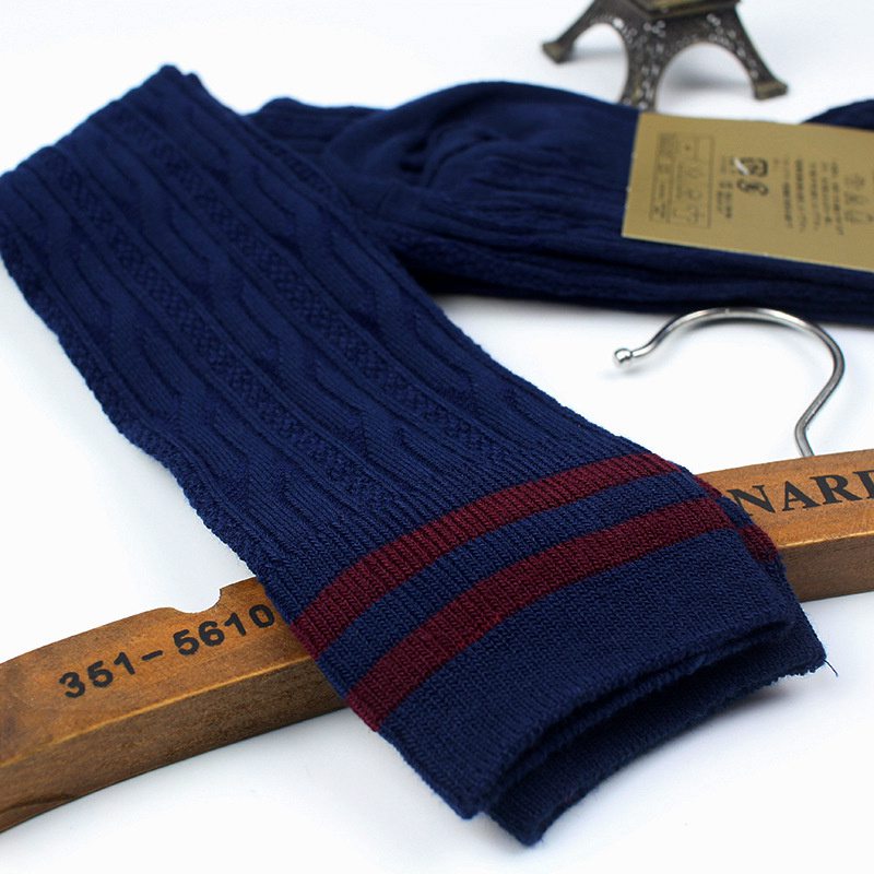 Student Spring and Autumn Knee Socks Stockings Twist Knitted Two-Bar Vertical Stripes Pile Style Japanese Thigh Stocking Female Korean Fashion - Image 25