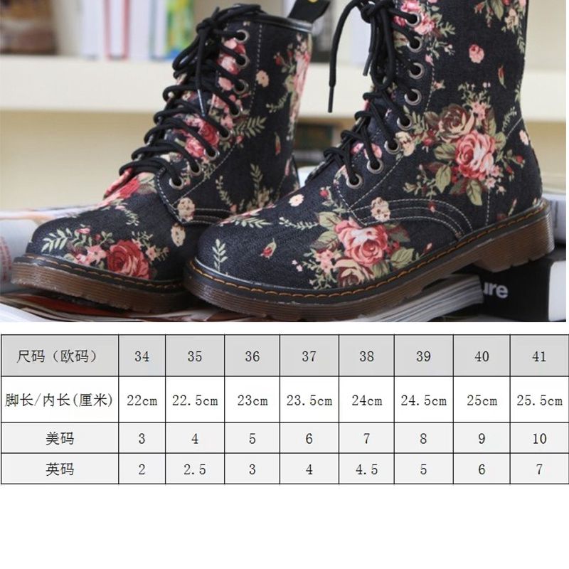 New Western Cowboy Style European and American Handsome Vintage Small Floral Flat Heel Short Boots High Top Martin Boots Manufacturers Cross-Border - Image 5