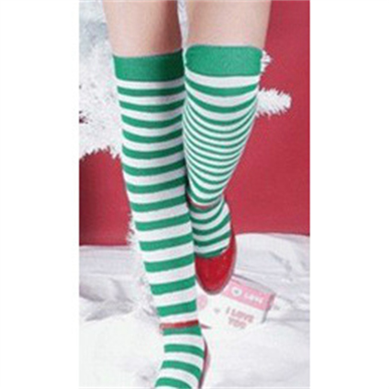 All-Matching Color Stripes Christmas Stockings Zebra Stripes Color Cotton Socks Thigh Socks Women's Long Tube Striped Socks - Image 5