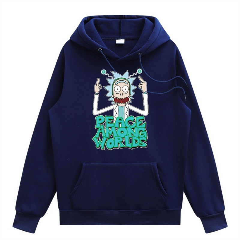 2024 Men Fashion Brands Pullover Leisure Hoodie Fleece-Lined Rick Morty Printed European and American Style Men's Clothing Sweatshirt - Image 14
