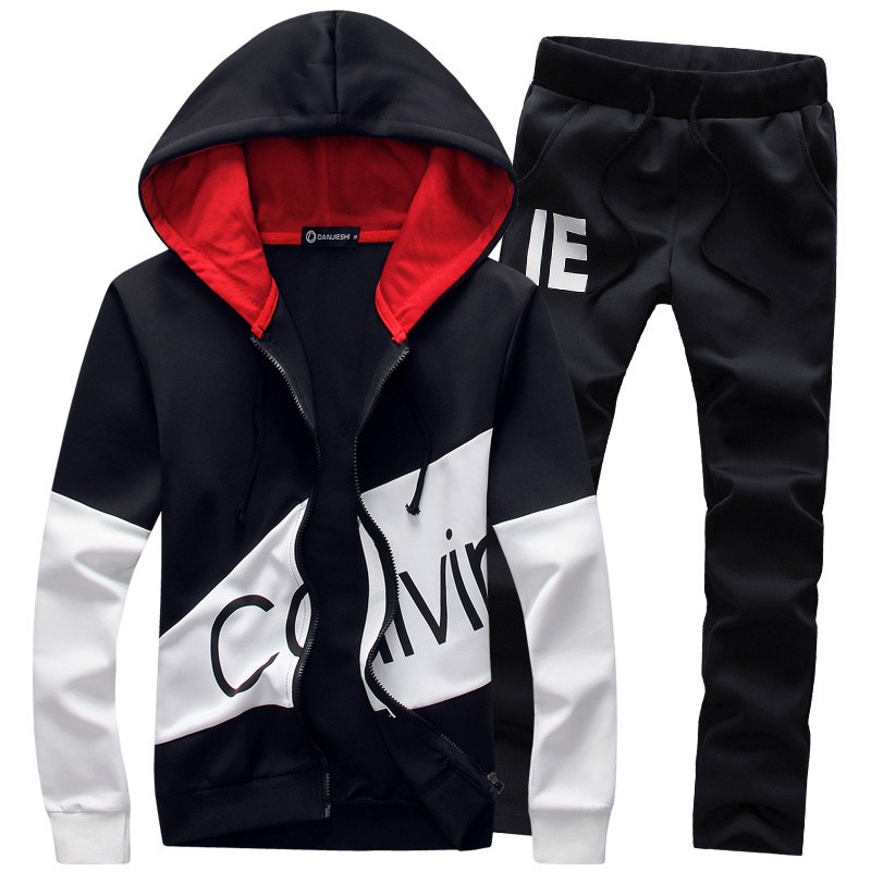 Spring and Autumn New Men's Cardigan Sweater Suit Korean Style Hooded Slim Fit Printed Sportswear Casual Suit for Men - Image 6