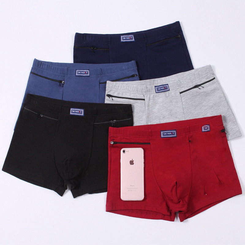 Men's Pockets Underwear Anti-theft Briefs Boxer Panties,two Zippers Pockets Cotton Underpants,mens Boxers Briefs,booty shorts - Image 6