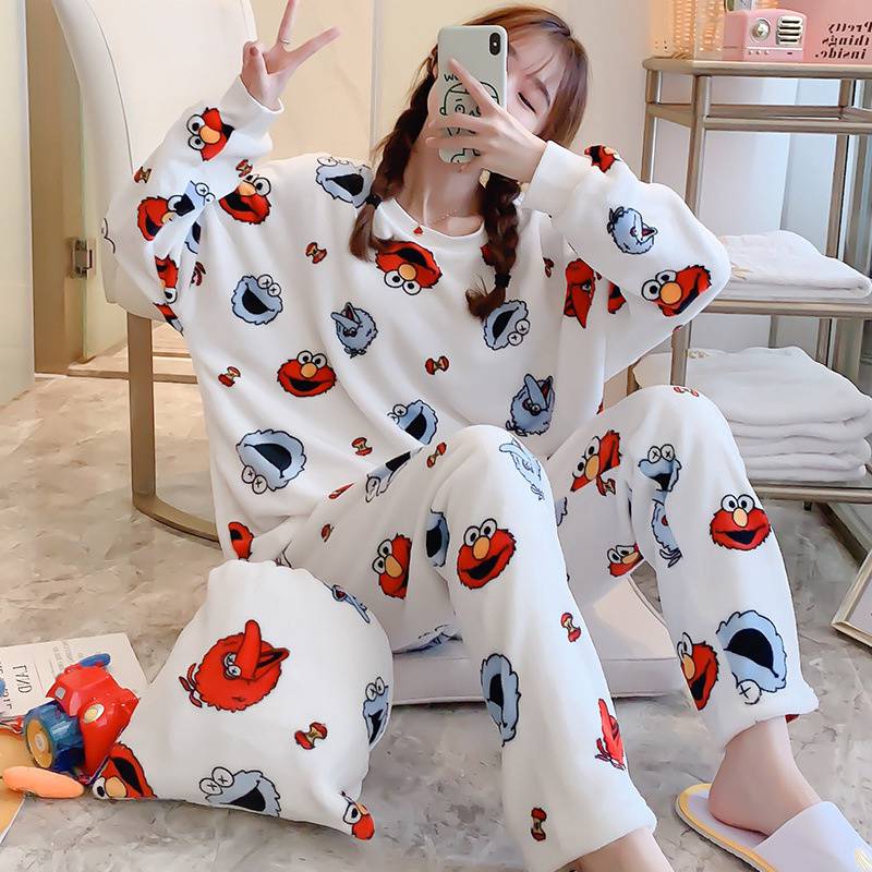 Flannel Women Pajamas Sets New 2024 Autumn Winter Warm Thick Coral Velvet Long Sleeve Cartoon Sleepwear Home Pijamas Set Girl - Image 4