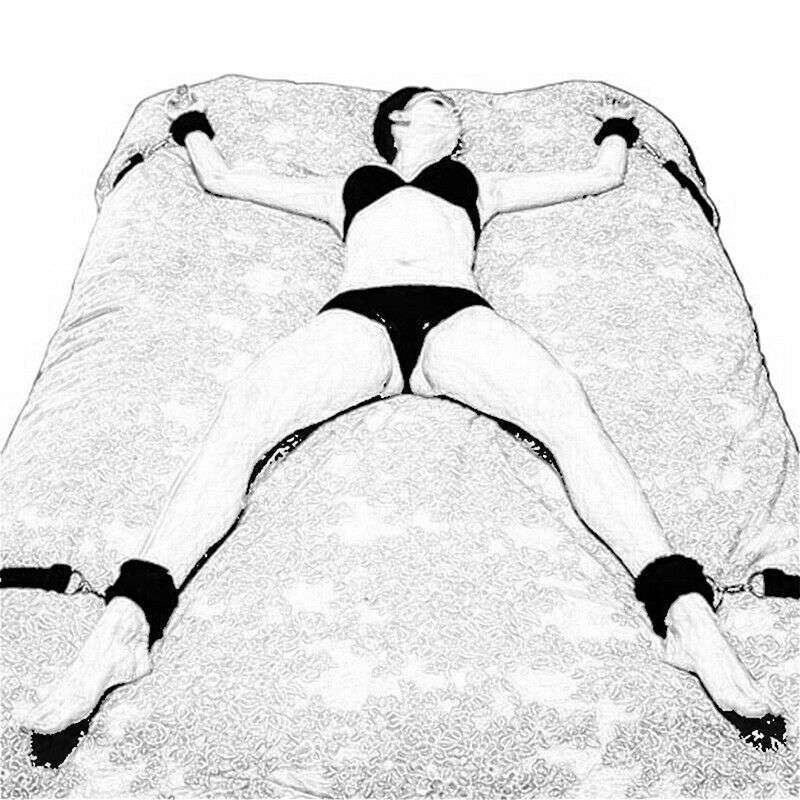 Restraint Under Bed System Set Bondage Strap Cuffs Eye Mask Kit Toy - Image 2