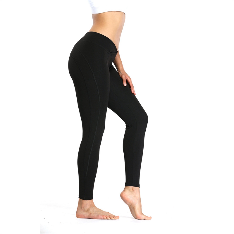 Europe and America Cross Border Products in Stock New Blended Solid Color Yoga Sports Fitness Leggings Cropped Pants for Women - Image 6
