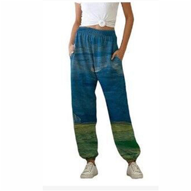 2024 Amazon Wish New Best Seller in Europe and America Girls Casual Trousers Fashion Loose Landscape Printing Pants - Image 6
