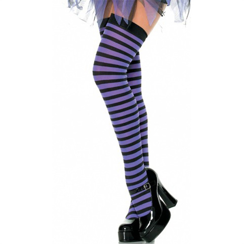 All-Matching Color Stripes Christmas Stockings Zebra Stripes Color Cotton Socks Thigh Socks Women's Long Tube Striped Socks - Image 6