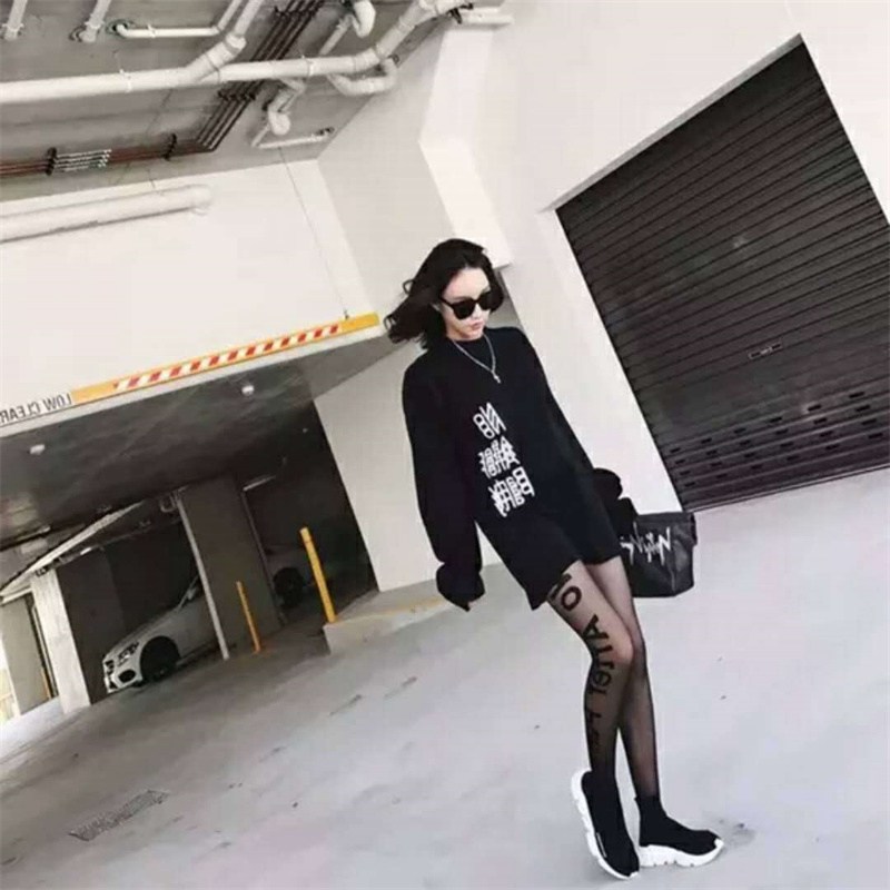 No after Party Arbitrary Cut Silk Stockings Snagging Resistant Letter Tattoo Socks Printed Stockings - Image 7