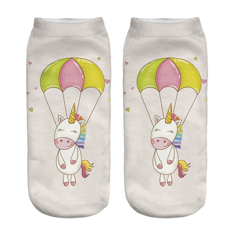 3D Digital Printing Socks Unicorn Unicorn Animal Expression Emoji Personality Boat Socks Women's Short Socks - Image 26