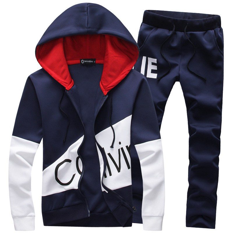 Spring and Autumn New Men's Cardigan Sweater Suit Korean Style Hooded Slim Fit Printed Sportswear Casual Suit for Men - Image 7