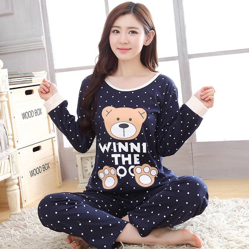 Spring and Autumn Cartoon Long Sleeve Pajamas Women's Trousers Large Size Cute Women's Winter Homewear Suit - Image 38