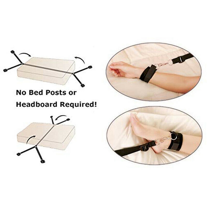 Restraint Under Bed System Set Bondage Strap Cuffs Eye Mask Kit Toy - Image 3