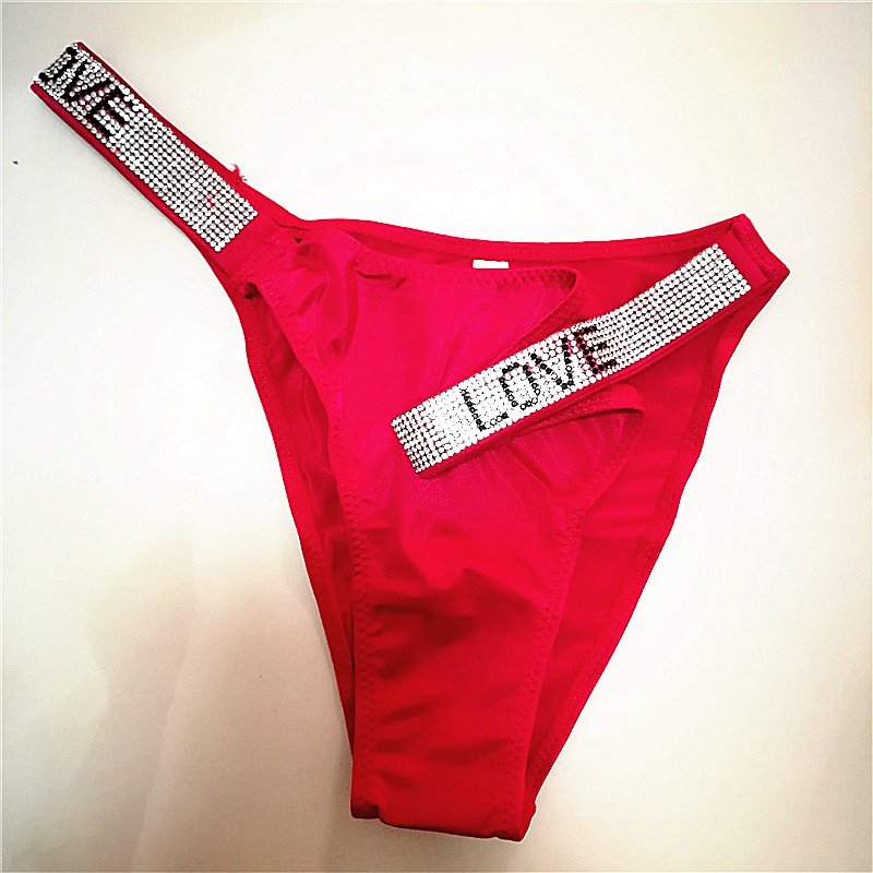 Sexy Letters Rhinestone Underwear Thin Belt Thong Women's Comfortable Milk Silk Thong T-Shaped Panties Women's T-Back - Image 11