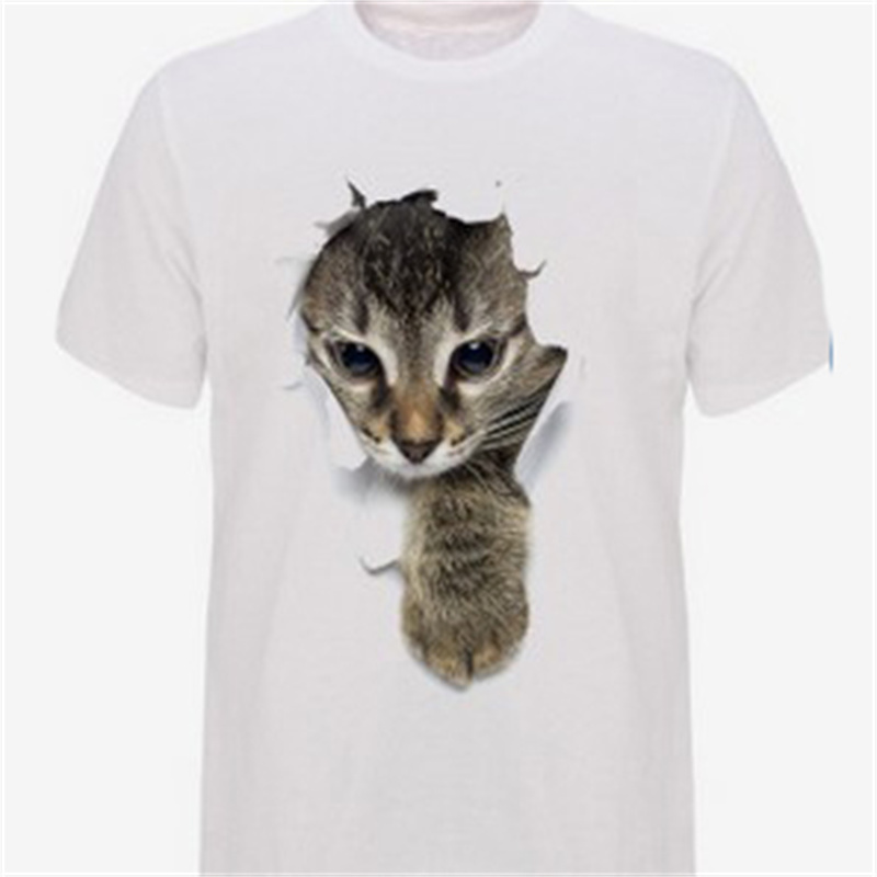 Wish AliExpress European and American Couple 3D Broken Paper Cat Cute Men's Printed T-shirt - Image 7