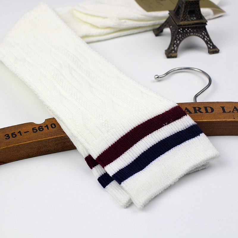Student Spring and Autumn Knee Socks Stockings Twist Knitted Two-Bar Vertical Stripes Pile Style Japanese Thigh Stocking Female Korean Fashion - Image 27