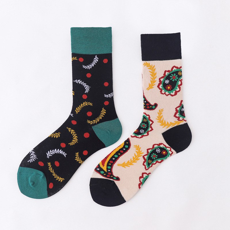 Mid-Calf AB Socks Men and Women Ins Trendy Socks Cartoon Street Cool European and American Version Cotton Socks Fashion Brand Fashionable Asymmetric Socks - Image 3
