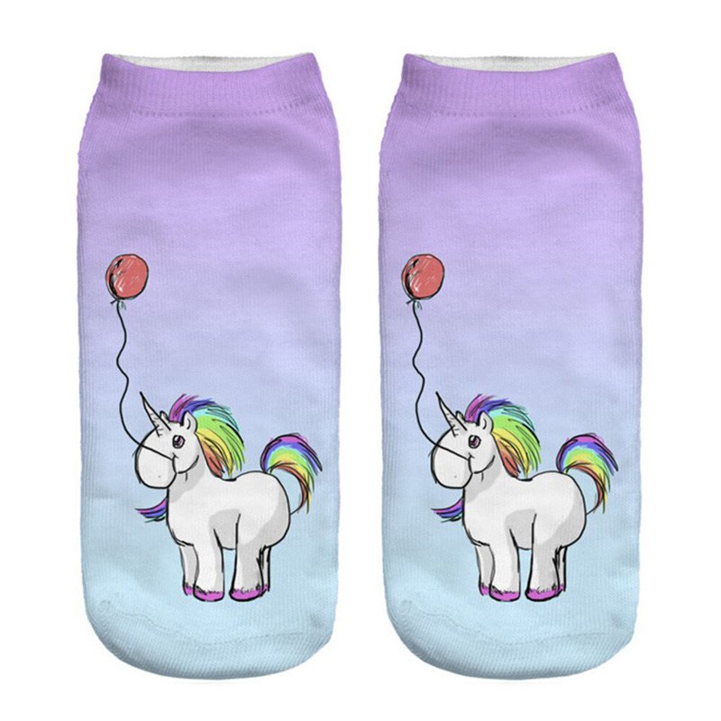 3D Digital Printing Socks Unicorn Unicorn Animal Expression Emoji Personality Boat Socks Women's Short Socks - Image 27