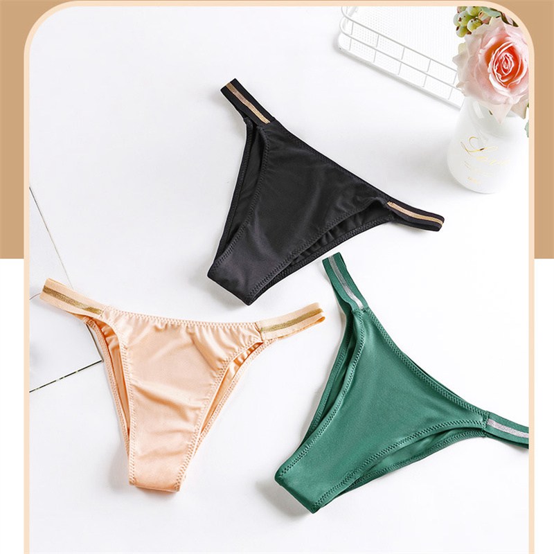 European and American Sexy Seamless Underwear Women's Pure Desire Mid-Waist Ice Silk Bikini Hip Lifting Triangle Underwear No Feeling Comfortable Cotton Crotch - Image 18