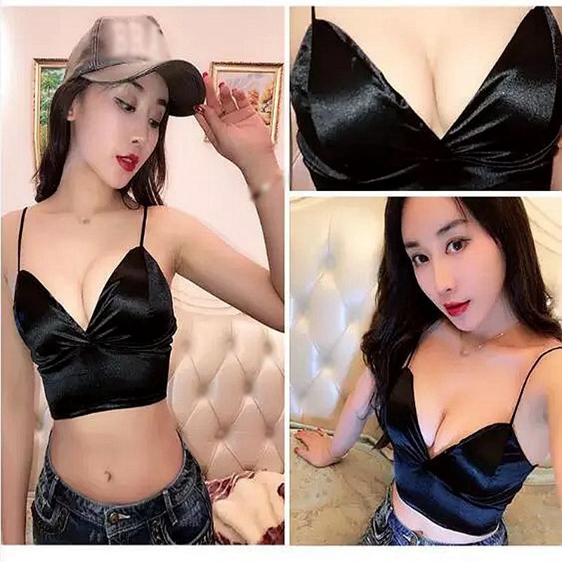 Sexy Satin Bikini Long Open Navel Back 8 Buttons Underwear Sling Breast Wrapping - Image 11