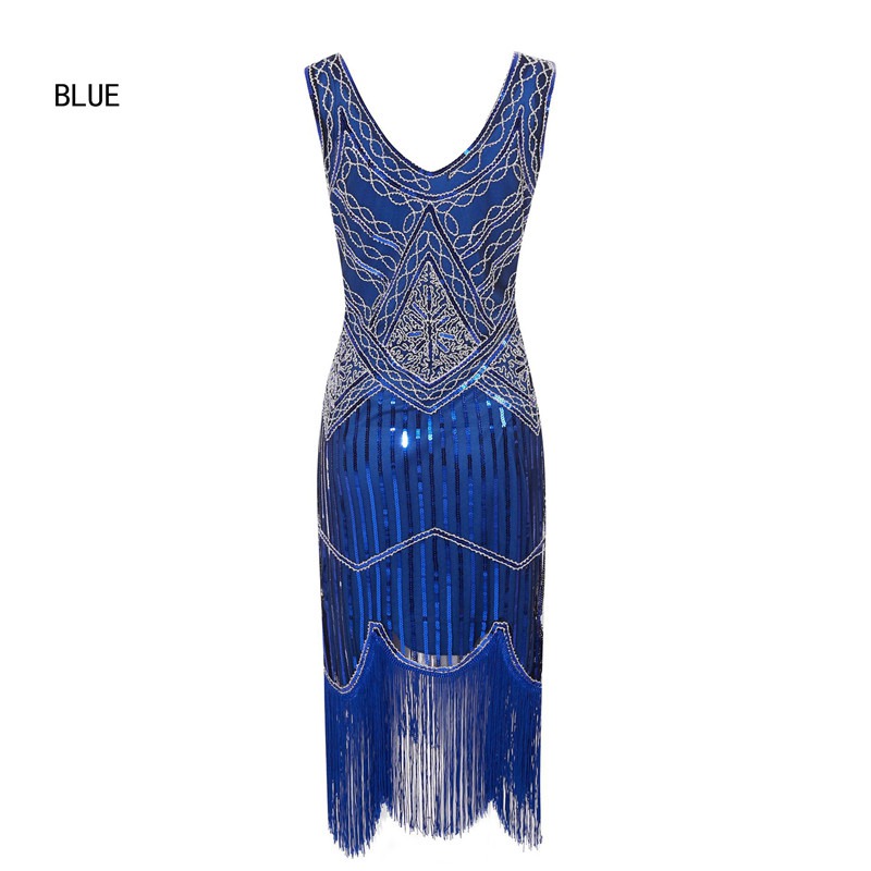 1920's Dress Great Gatsby Costume Cocktail Party Sequin Fringe Flapper - Image 16