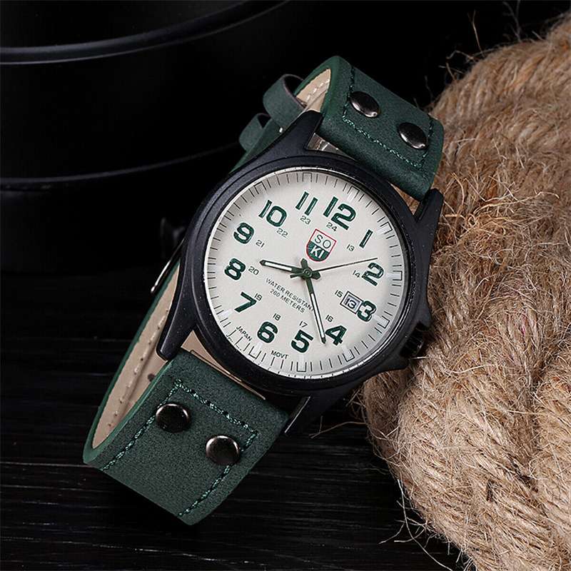 ZZ Men??s Military Leather Date Quartz Analog Army Casual Dress Wrist Watches UK - Image 12