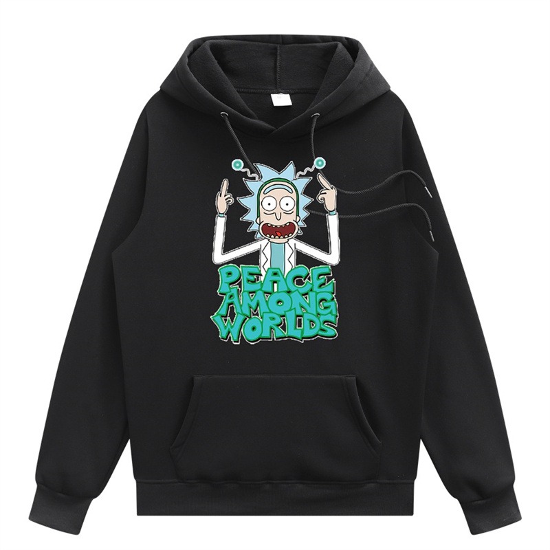 2024 Men Fashion Brands Pullover Leisure Hoodie Fleece-Lined Rick Morty Printed European and American Style Men's Clothing Sweatshirt - Image 16
