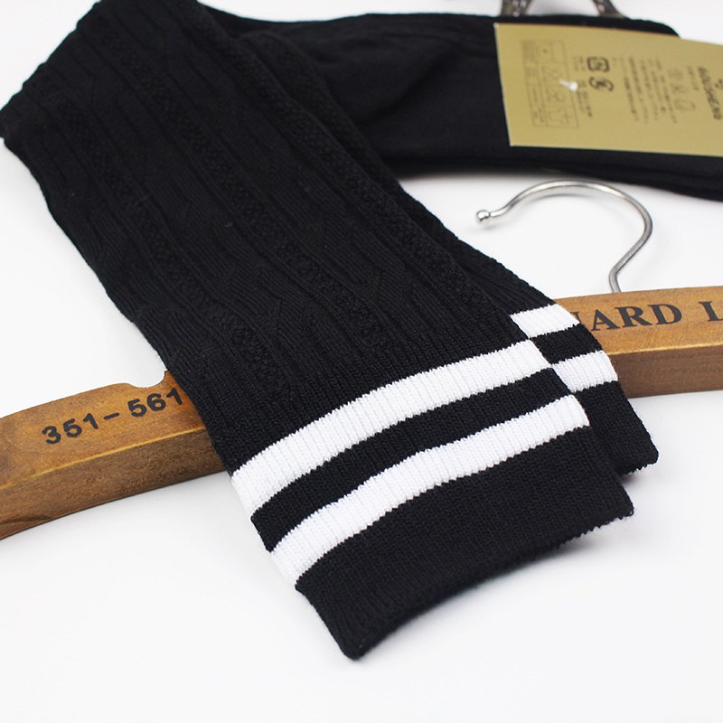 Student Spring and Autumn Knee Socks Stockings Twist Knitted Two-Bar Vertical Stripes Pile Style Japanese Thigh Stocking Female Korean Fashion - Image 28