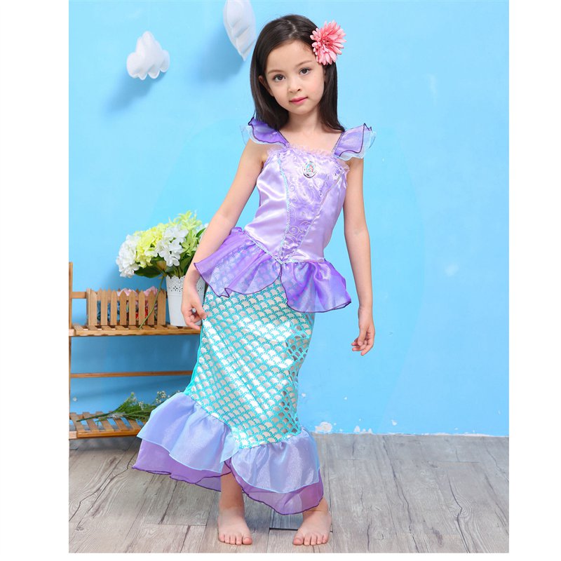 Girls Little Mermaid Ariel Princess Cosplay Costumes For Kids Baby Girl Mermaid Disney Dress Up Sets Children Halloween Clothing - Image 2