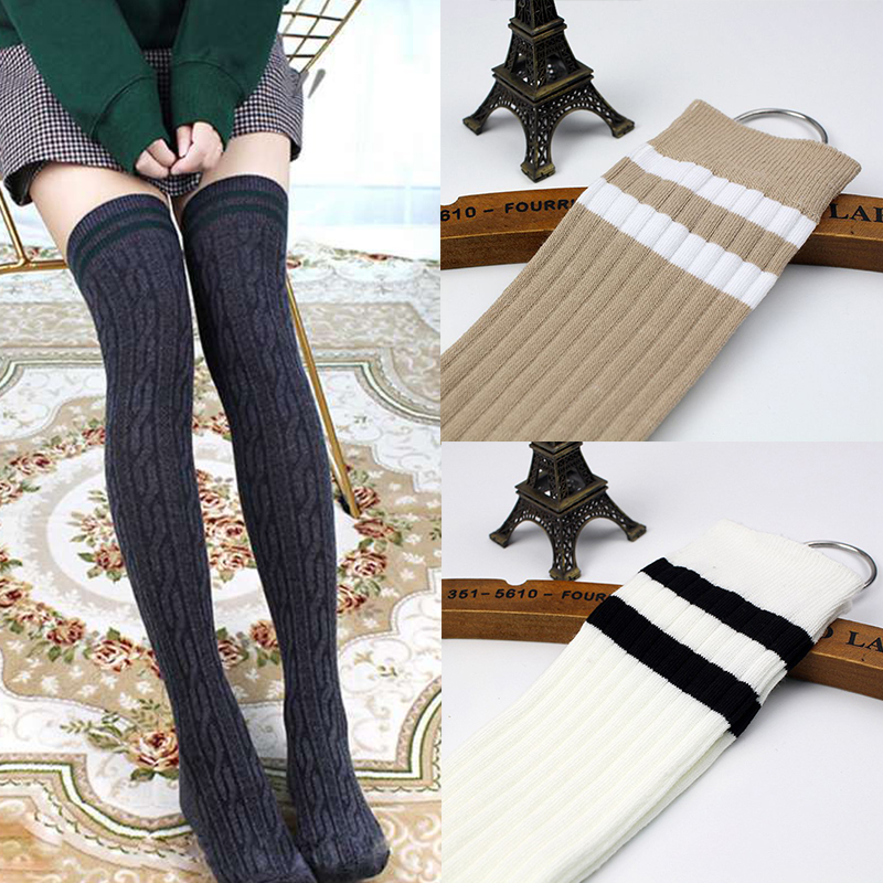 Student Spring and Autumn Knee Socks Stockings Twist Knitted Two-Bar Vertical Stripes Pile Style Japanese Thigh Stocking Female Korean Fashion - Image 30