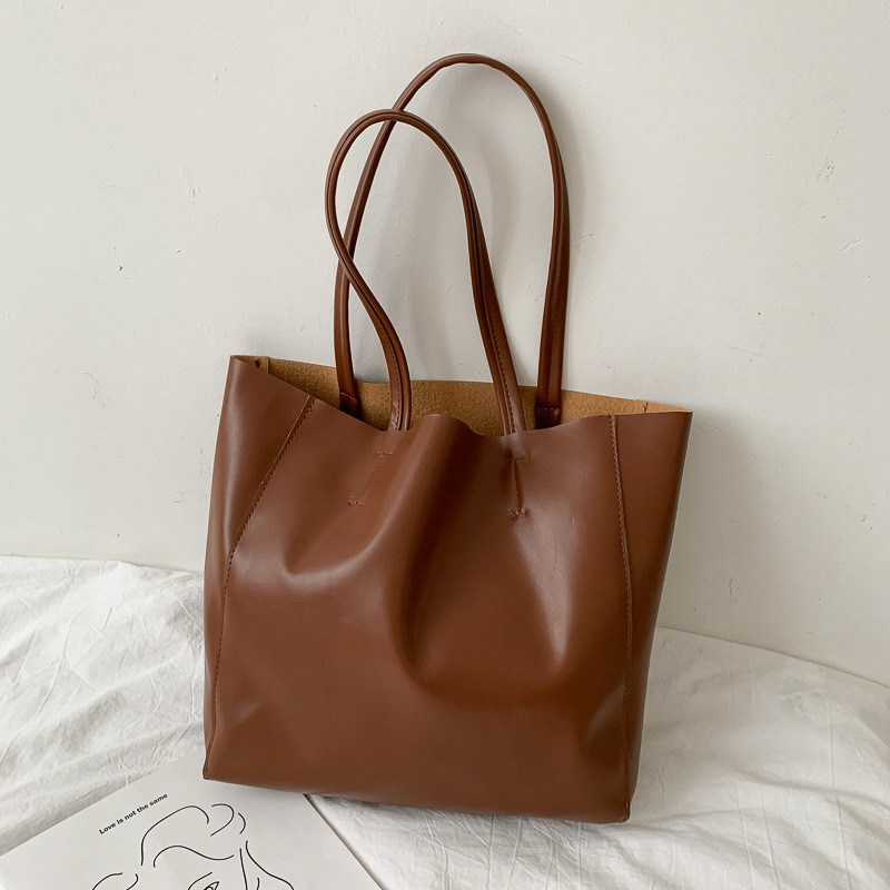 Large Women's Leather Style Tote Shoulder Bag Satchel Ladies Handbag - Image 3