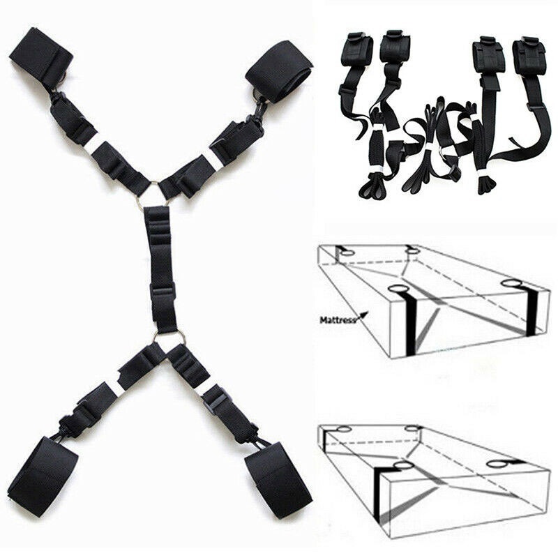 Restraint Under Bed System Set Bondage Strap Cuffs Eye Mask Kit Toy - Image 5