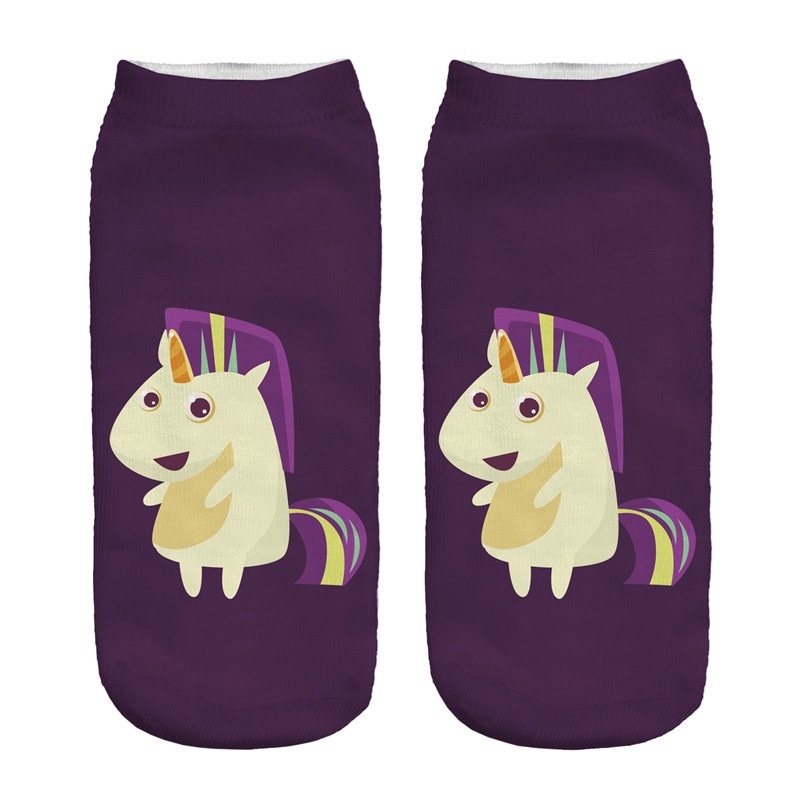 3D Digital Printing Socks Unicorn Unicorn Animal Expression Emoji Personality Boat Socks Women's Short Socks - Image 28