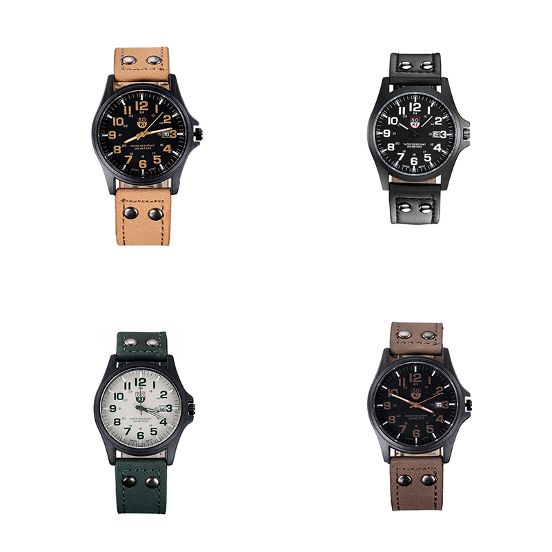 ZZ Men??s Military Leather Date Quartz Analog Army Casual Dress Wrist Watches UK - Image 17