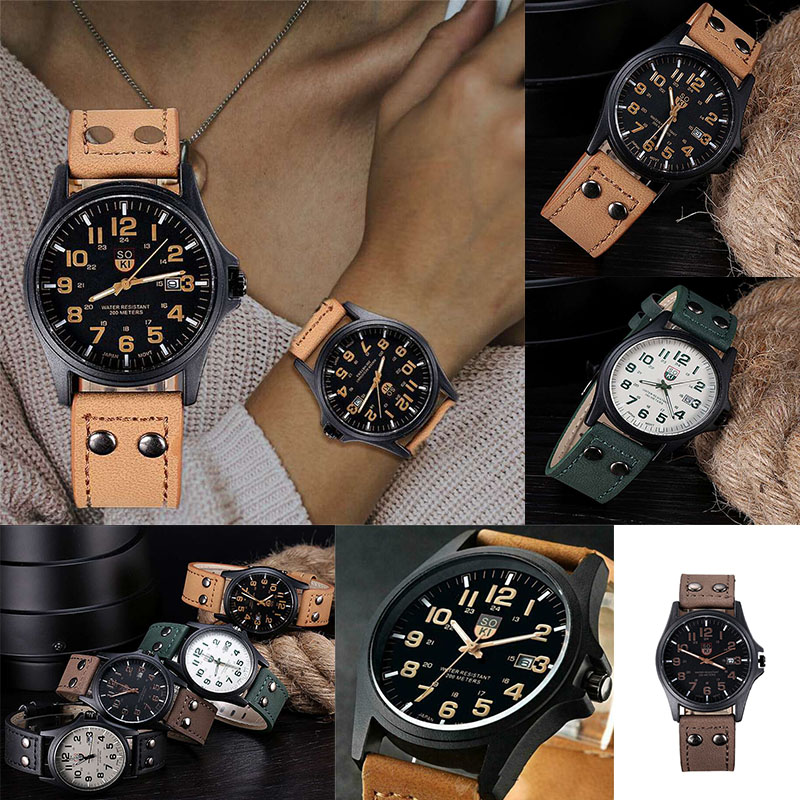 ZZ Men??s Military Leather Date Quartz Analog Army Casual Dress Wrist Watches UK - Image 16