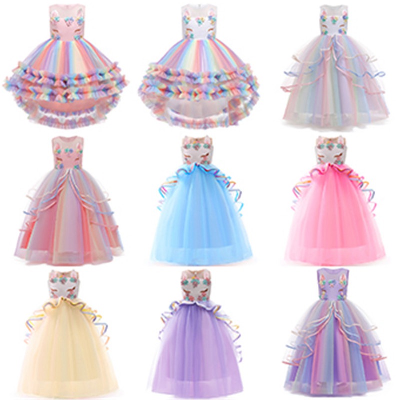 Vintage Flower Girls Dress Children Princess Party Pageant Long Gown Kids Dresses for Girls Formal Clothes