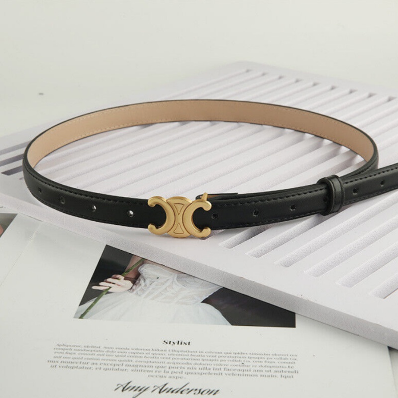 Celine Small Triomphe Belt in Taurillon Leather Ladies PU Leather Buckle Waistband  Triomphe 1.8